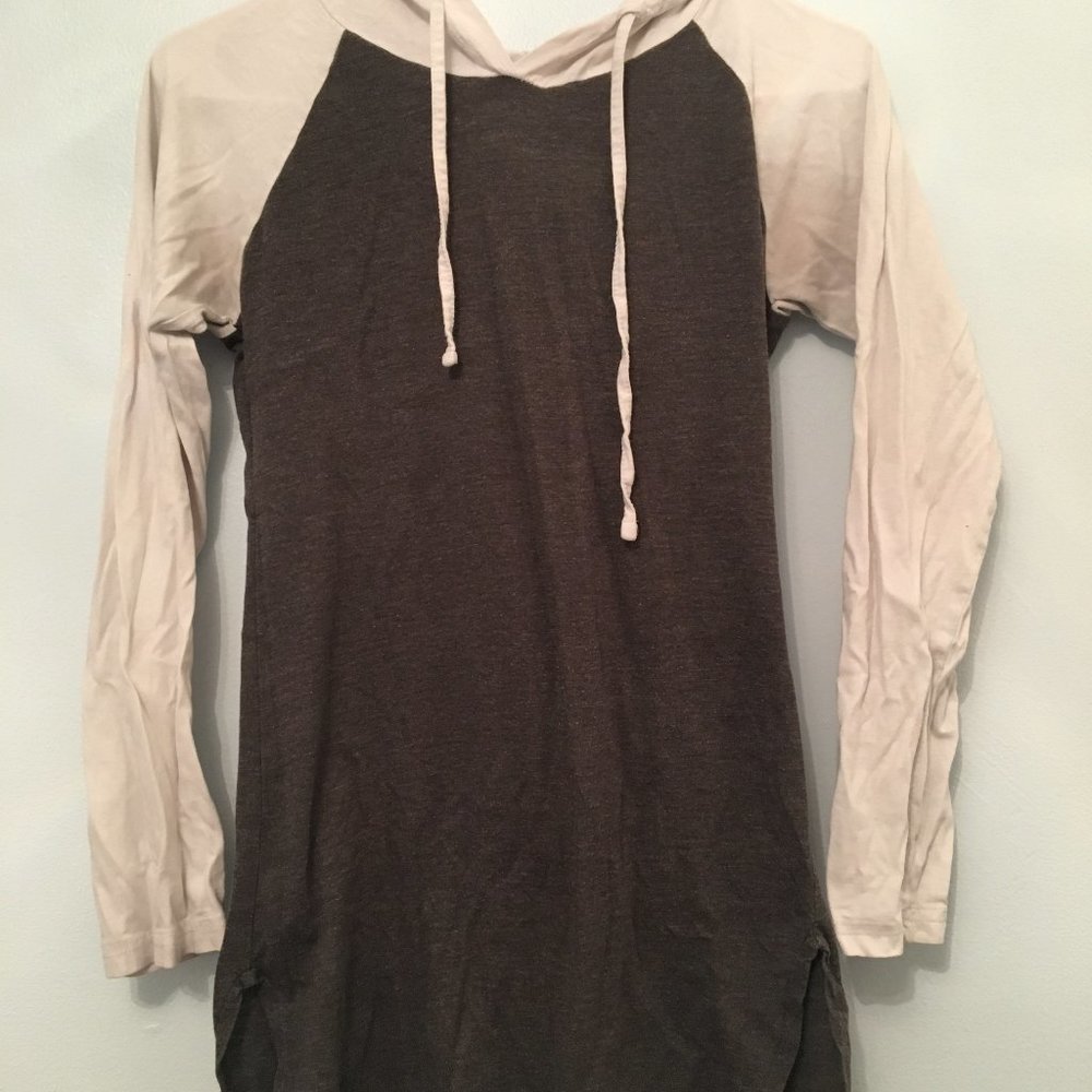 Small Gray and White Long Sleeve with Hood